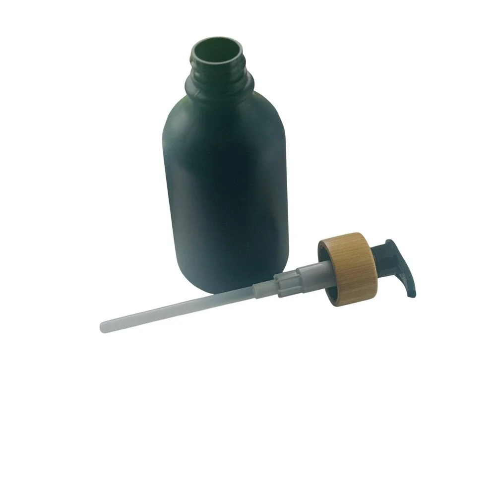 Matte Black Soap Dispenser Bamboo‎ Pump Modern Farmhouse Bathroom Decor
